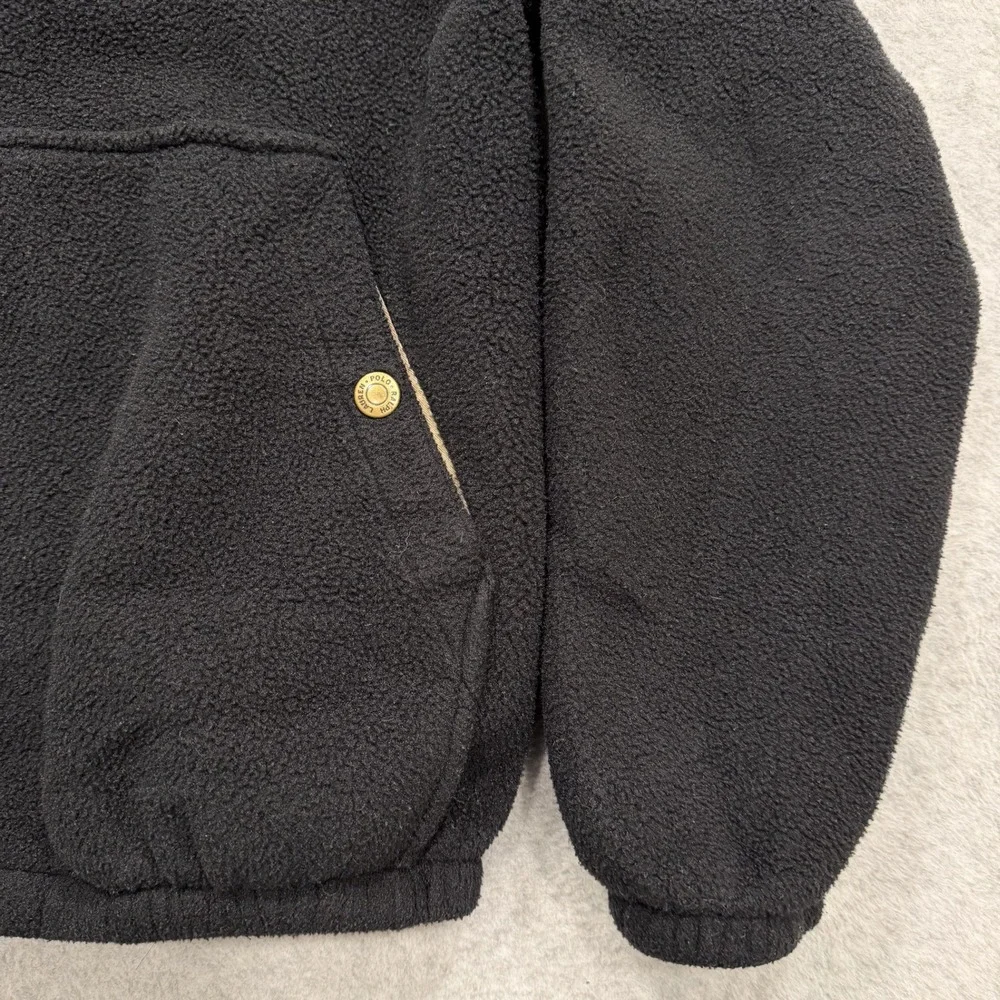 Vintage Polo Ralph Lauren Jacket Mens L Black Fleece Full Zip